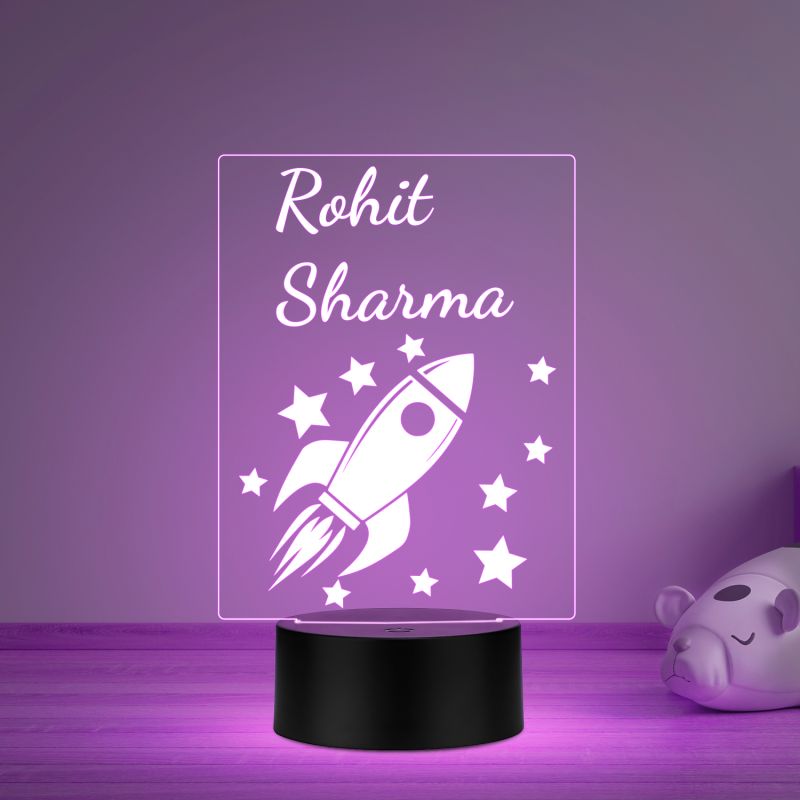 Customized Rocket Themed Illusion Lamp with Automatic Color Changing Light Birthday Return Gift for Boys and Girls